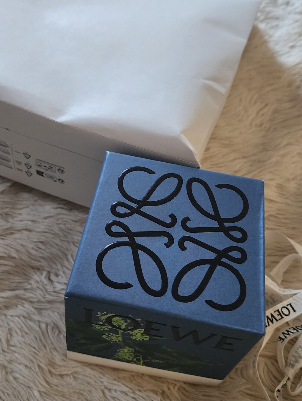 Loewe Scented Candle Blue Box with Green Botanical Motif - Picture 8 of 9